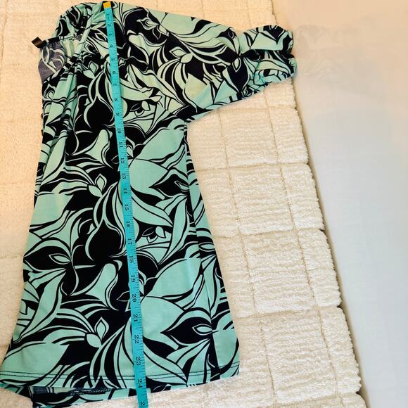 Lapis Women’s PL 3/4 Length Fluff Sleeve Green/Blue Blouse Dainty Colorful - Picture 8 of 9